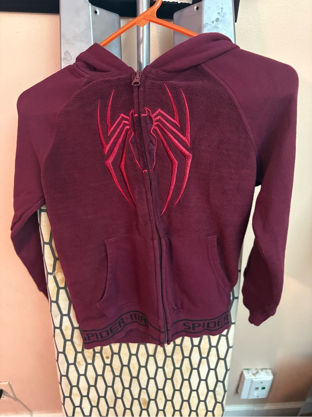 Marvel Kids Spider Logo Hooded Jacket - Maroon & Red